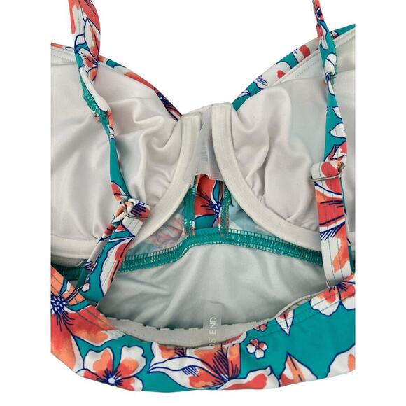 Lands’ End Women’s Floral Twist-Front Tankini Top – Teal & Coral – Size 6P - Picture 6 of 10